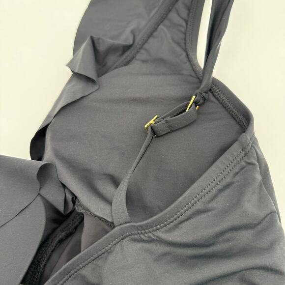 La Blanca Swimsuit Size 8 NWT One Piece Island Goddess Ruffle Surplice Black - Picture 11 of 16